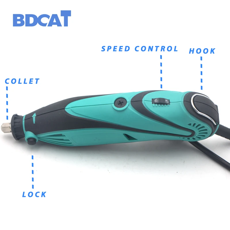 BDCAT 180W Electric Grinder Tool Mini Drill Polishing Variable Speed 207pcs Rotary Tool Kits with P