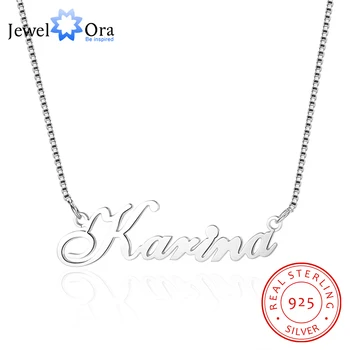 Custom 925 Sterling Silver Name Necklace Russian Personalized Nameplate Necklace Jewelry Gift for Women (JewelOra NE101548)