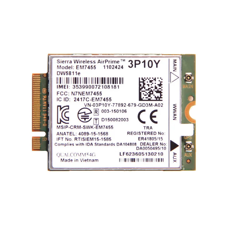 Беспроводной модуль EM7455 LTE 4G NGFF DW5811E 3P10Y 300 M Para E7270 E7470 E7370 E5570 Sem Fio FDD/TDD Cat6 Gobi6000 +