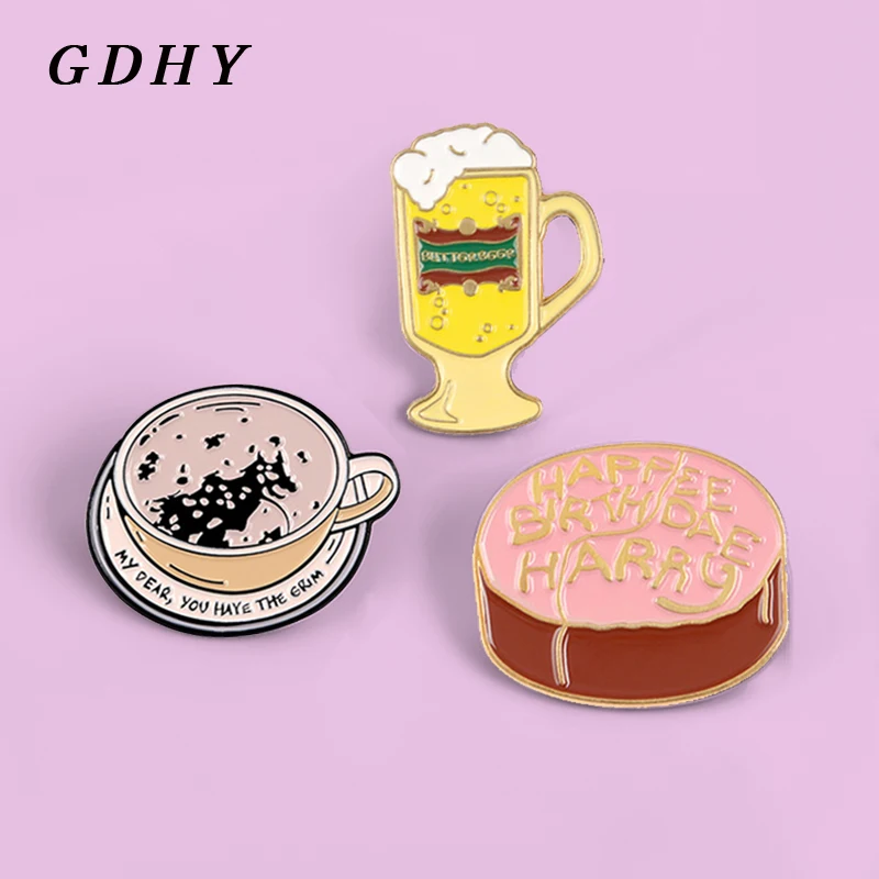 GDHY Breakfast Food Enamel Pins Beer Coffee fruit juice Cake Custom Metal Brooches Badges Lapel Bag Clothes for Women Gifts | Украшения и