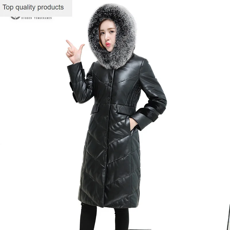 Женское пальто из овечьей кожи новинка 2020 Куртки натуральной длинный Лисий мех