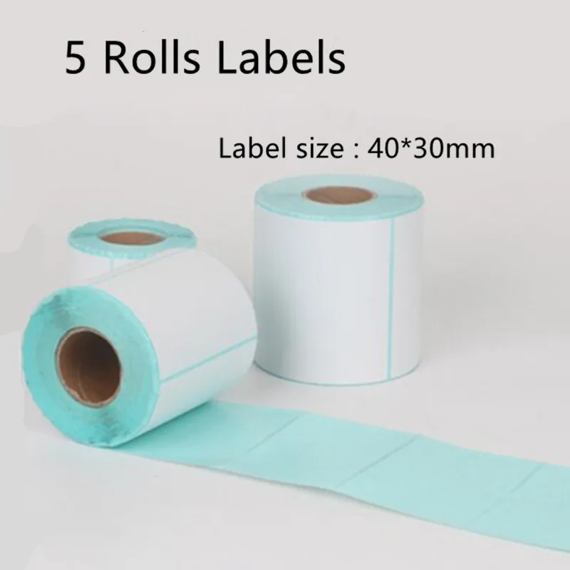 5 rolls labels Термопринтер этикеток Android Windows много языков мини портативный карманный мобильный беспроводной Bluetooth портативный принтер штрих-кодов - Цвет: 5 rolls labels