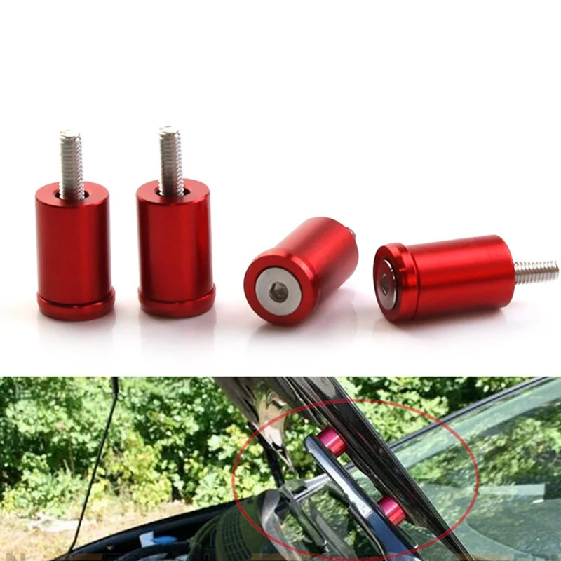 Red Universal Aluminum Billet Hood Vent Spacer Riser Kits Swap 6MM Hole