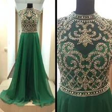 Длинные шифоновые платья для выпускного вечера, длинные с высоким воротником, со стразами, а-силуэт, длина до пола, вечерние платья для женщин, Vestidos De Gala