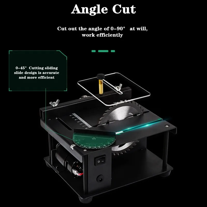 12-24V 200W Table Saw Mini Desktop Electric Saw Cutter Speed Angle Adjustable Blade Cutter for Wood Plastic Acrylic