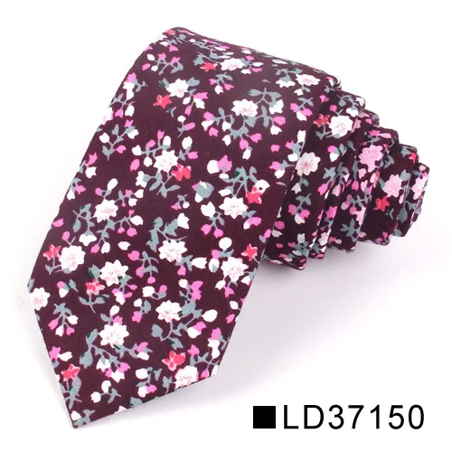 Цветочный галстук для мужчин и женщин, тонкий хлопковый галстук на шею для свадьбы, повседневные мужские галстуки, классические костюмы, цветочный принт, галстук на шею - Цвет: LD37150