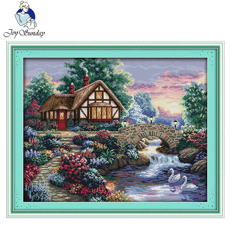 Joy Sunday Beautiful homeland 11/14CT printed canvas cross-stitch set DMC cross stitch needlework kits threads crafts Home decor | Дом и сад