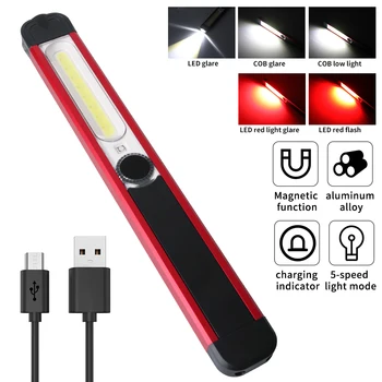 

BORUiT Portable LED Camping Lantern USB Rechargeable Flashlight for Hunting Fishing Magnetic COB Work Light Red Emergency Lamp