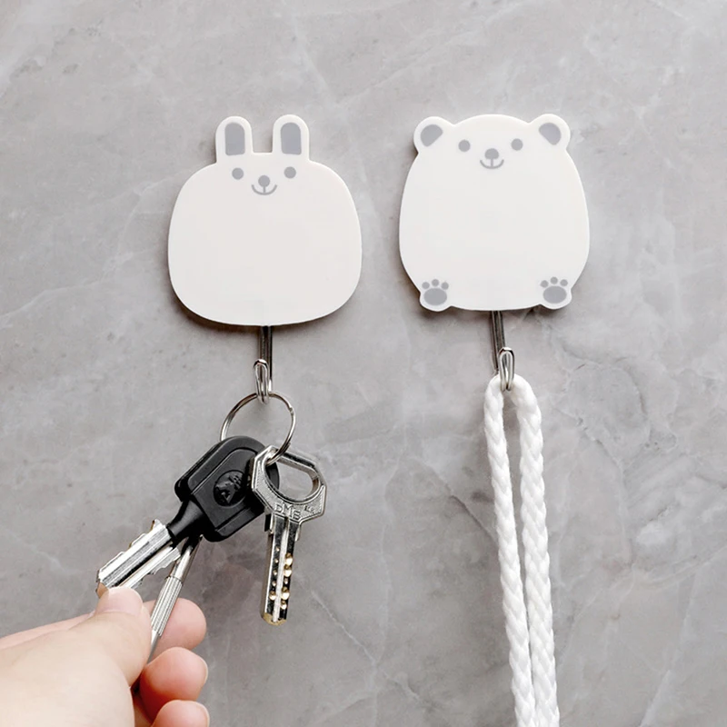 Lovely Bear Hook Key Wall Crochet Holder Removable Kitchen Hooks Home Decor key holder wall can Washed hook 2pcs | Дом и сад