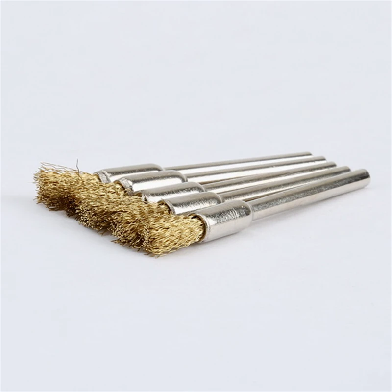 Polishing Wheel,Power Tool Accessories,Rotary Tool Accessories,Polishing Brush,Wire Wheel Brush Set,Wire Wheel Brush 5Pcs Pencil Brushes Copper Wire Mounted Wire Wheel 3.17mm Shank Mandrel Set for Polishing Cleaning Deburring Power Rotary Tools