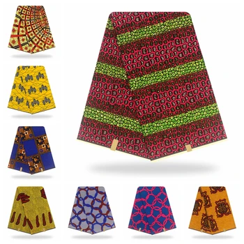

New 6 Yards Veritable Wax Tissu Africain Printed Polyester Fabric Patchwork Guaranteed Real Pagne Wax African Ankara Wax Fabrics