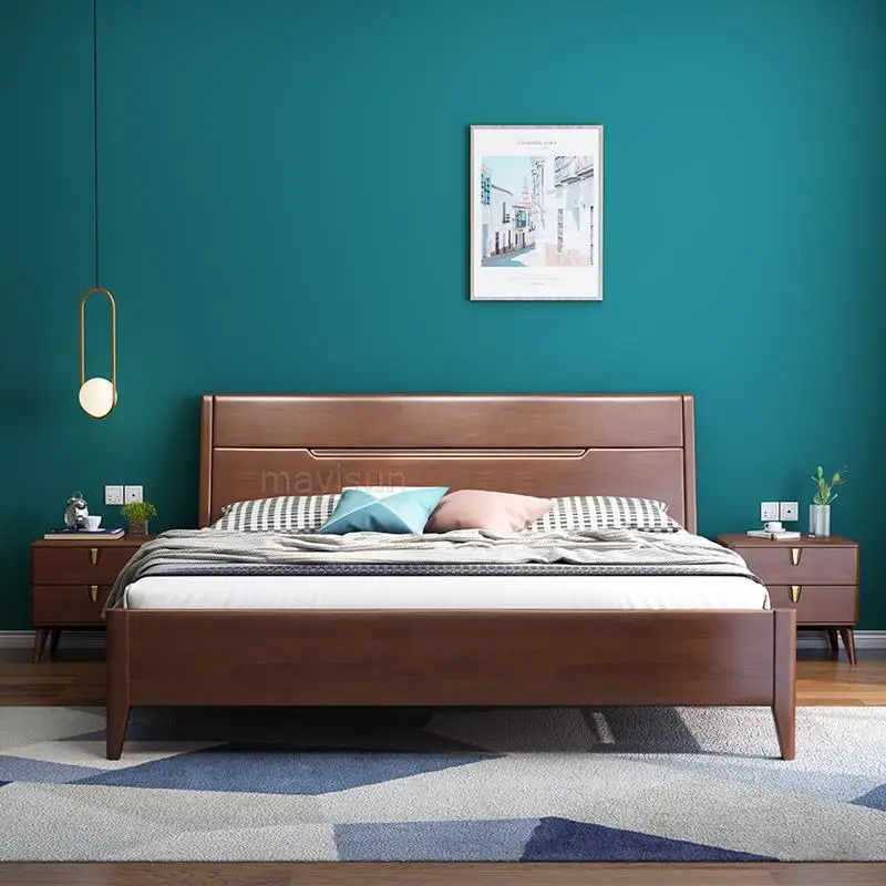 American Double Bedroom Storage Bed With Wooden Fame Comfortable High Quality Master Bed Set Minimalist Furniture For Home
