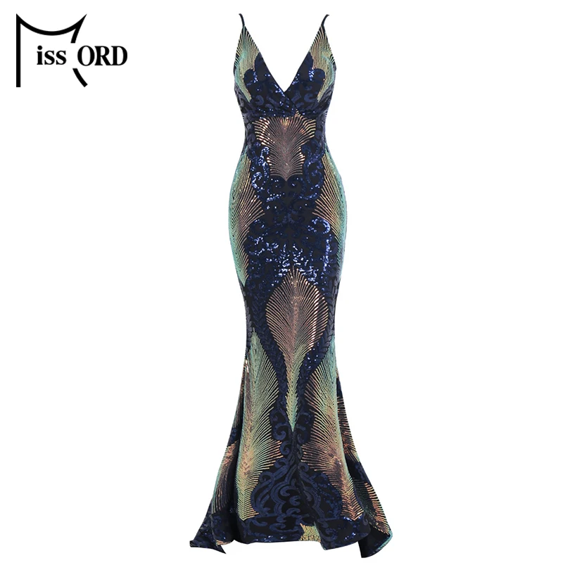 Missord женское сексуальное платье с глубоким v-образным вырезом и открытыми плечами, разноцветное платье с блестками, женское элегантное платье макси FT19891