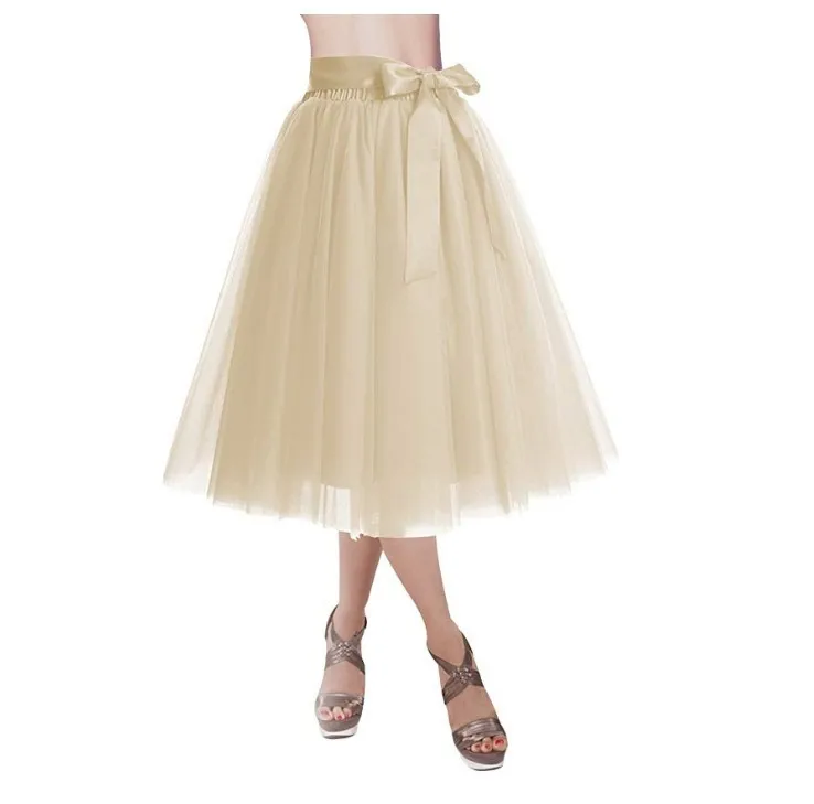 

Simple Waistband Tulle Woman Petticoat Dress Girls Mid length Ladies Tutu Lolita Skirt Underskirt for Girls in Stock