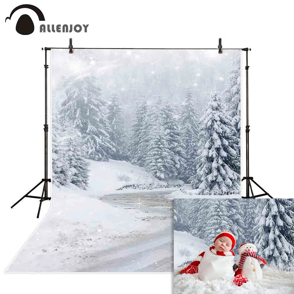 Allenjoy Рождественский фон для фотосъемки снежные деревья хлопья Зимняя Страна Чудес свадебная фотография фон для фотостудии