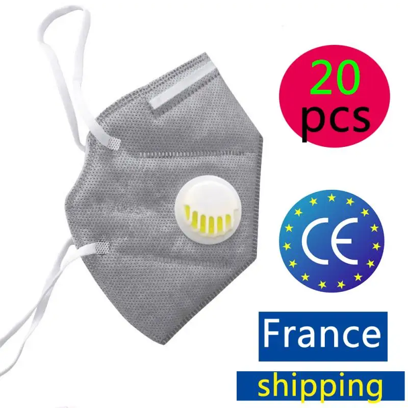 

20 pcs KN95 air mask with valve Respirator Dustproof Anti-fog Breathable Face Mask 95% Filtration better than KF94 Equal to FFP2