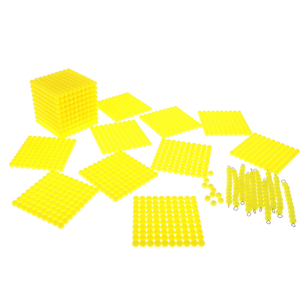 Montessori Mathematics Material Kids 10+100+1000 Decimal System Learning 1-1000 Numbers Counting Game Beads Toy Set