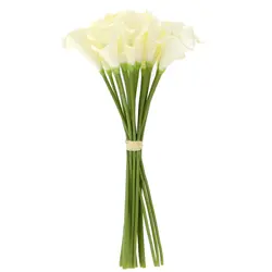 Новинка 18x искусственная Калла Лилия цветы одна длинная бутоньерка настоящий домашний декор Цвет: кремовый