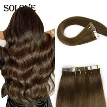 Tape In Human Hair Extensions Straight Seamless Invisible Natural Machine Made Remy Adhesive Extension 20pcs