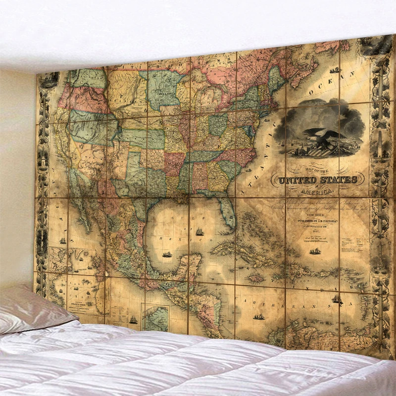 Mapa del mundo retro de gran tamaño para colgar en la pared, tapiz de decoración del hogar, Mandala, Sábana decorativa Bohemia, manta para sofá, 2020