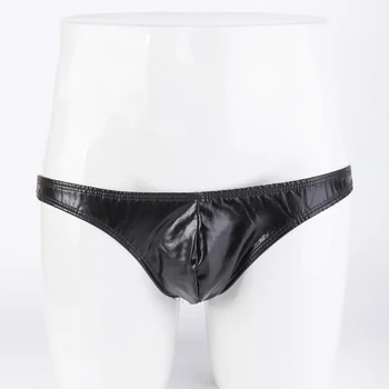 

Boxer Briefs Underwear Low Rise PU Leather Bulge pouch Thong Underpants