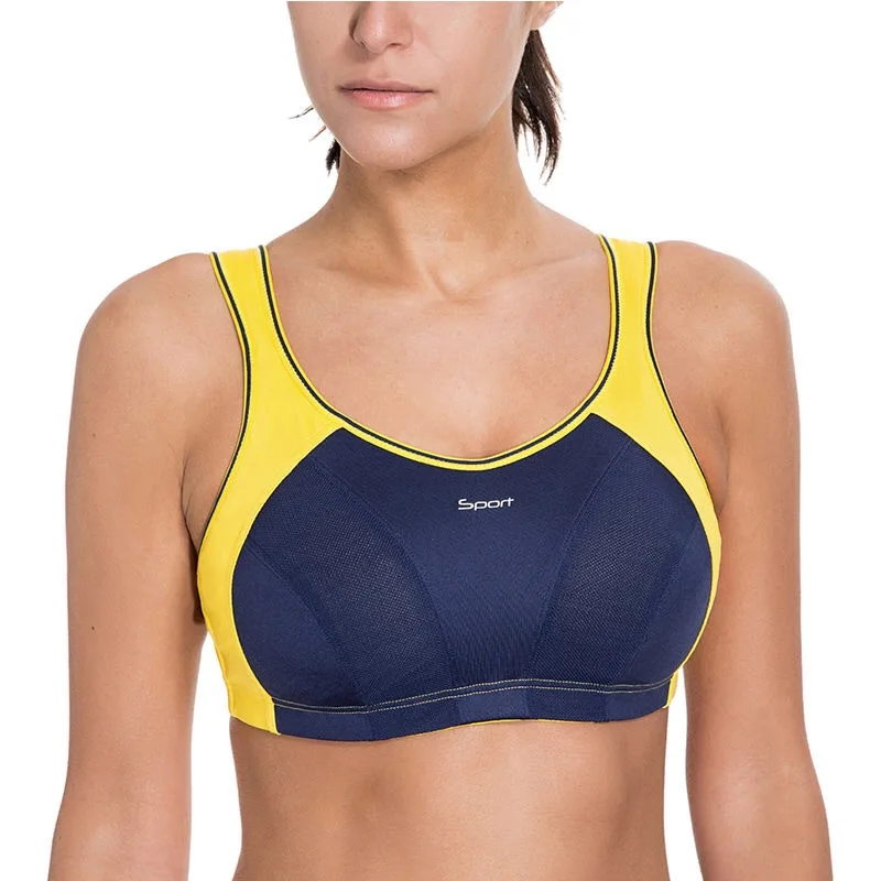 Beste Vrouwen Hoge Impact Draad Gratis Non Padded Racerback Maximale Sportbeha 32 34 36 38 40 42 B C D Dd E F