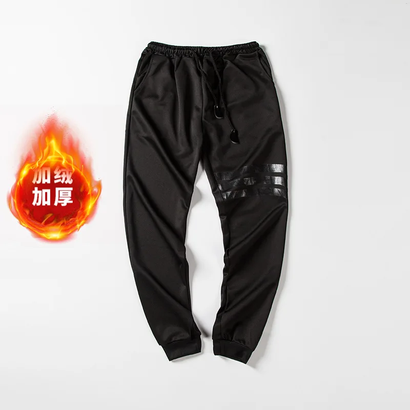 

K55 Large Size Men Casual Leather Three-Bar Casual Ankle Banded Pants Closing Foot Slim Fit Men's Trousers Fashion Students And