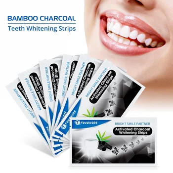 

Dental Bleaching 14 Pieces Teeth Whitening Strip Activated Charcoal Coconut Veneer White Teeth Strips for Tooth Stains Remover
