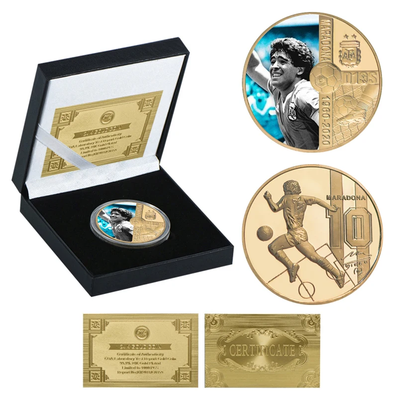 valungtung Monedas Conmemorativas 1960-2020 Rip Diego Maradona Moneda Fútbol Fútbol Estrella Desafío Monedas Recuerdo Regalo para Él Coleccionables