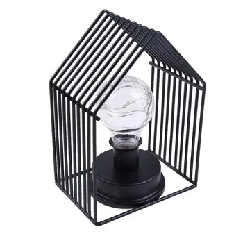 

Iron Art House Model Table Lamp Hollow Night Light for Home Living Room Bedroom U90A