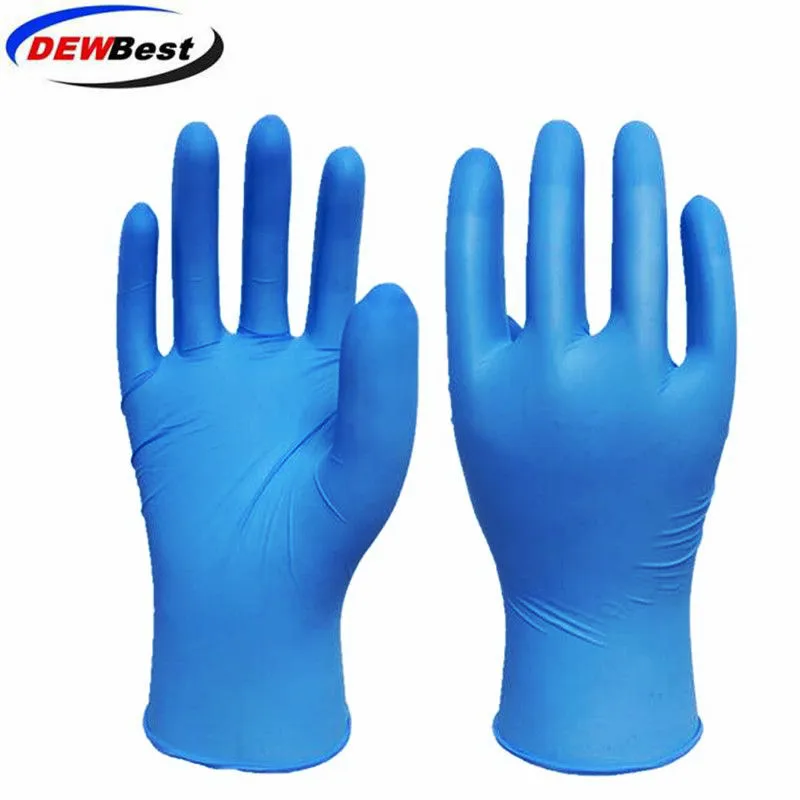 DEWBest 100pcslot механические перчатки нитриловые перчатки для домашней уборки моющие черные лабораторные перчатки для дизайна ногтей антистатические перчатки - Цвет: Disposable Blue