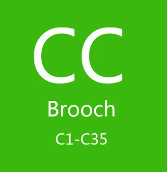 

C1-C35 Brand C Classic alloy brooch with gold-plated label and zircon micro-inlaid pin European and American fashion