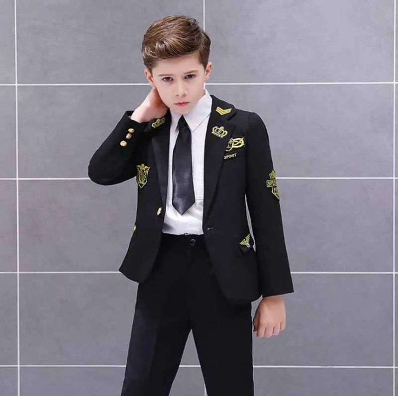 Jacket only Fantasia/Детский костюм капитана моряка для мальчиков; детский Блейзер; костюм; военная куртка; Карнавальный Костюм Пилота для мальчиков - Цвет: Jacket only