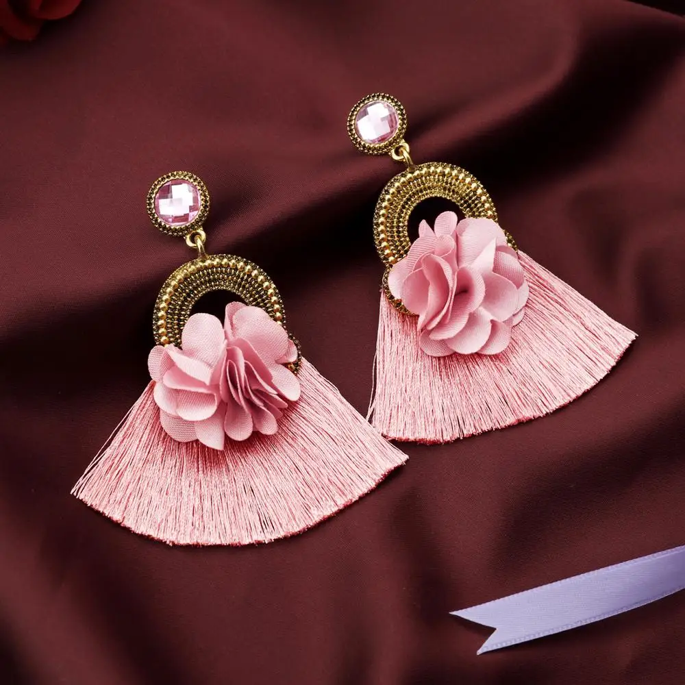 ZOSHI Bohemian Earring Long Tassel Drop Earrings For Women Girl 2020 Fashion Flower Crystal Earring Brincos Female Jewelry
