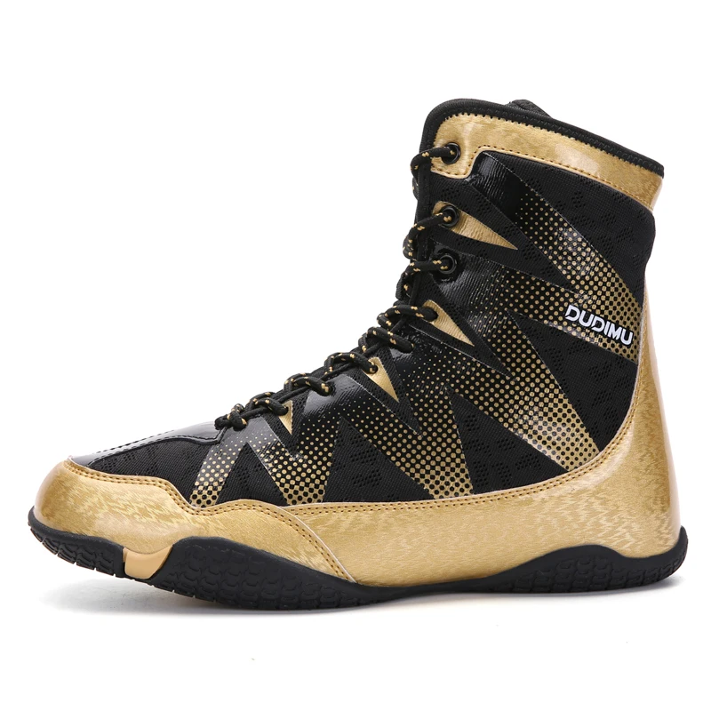 2020 Professional Fighting Wrestling Shoes Men Gold Anti Slip Boxing Sneakers Big Size 39-47 Breathable Comfortable Boxing Shoes