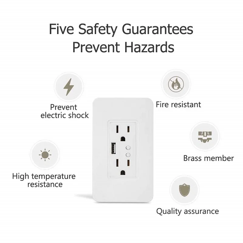 Tuya Smart Life 5V 2.4A для смартфона с usb-портом в Настенная Розетка WiFi 120 тип приложение Голосовое управление Google Assistant Alexa