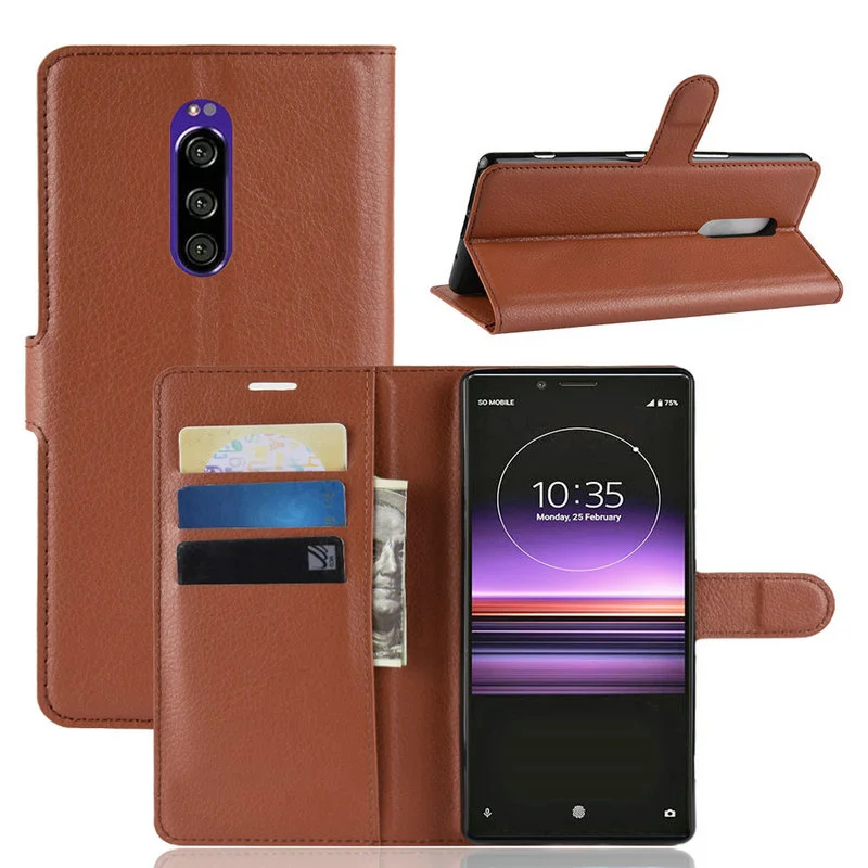 for Sony Xperia 1 J8110 J8170 J9110 Wallet Phone Case for Sony Xperia 1 Flip Leather Cover Case Etui Fundas case 6