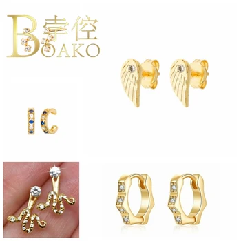

BOAKO Angel Wings Earrings For Women Ear Cuff Silver 925 Stud Earrings Fashion Jewelry 2020 Piercing Oreille Oorbellen #9.8
