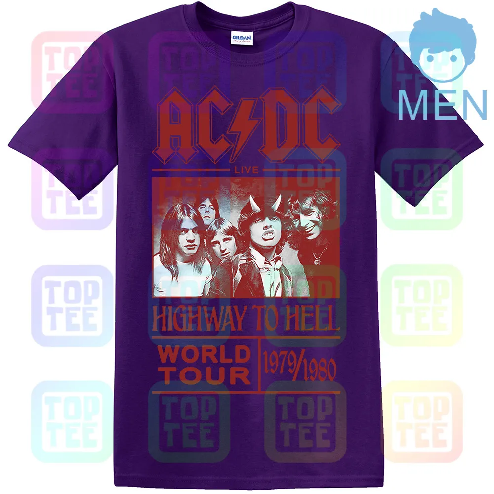 AC/DC Футболка Highway To Hell World Tour 1979/1980 все размеры официальный логотип - Цвет: MEN-PURPLE