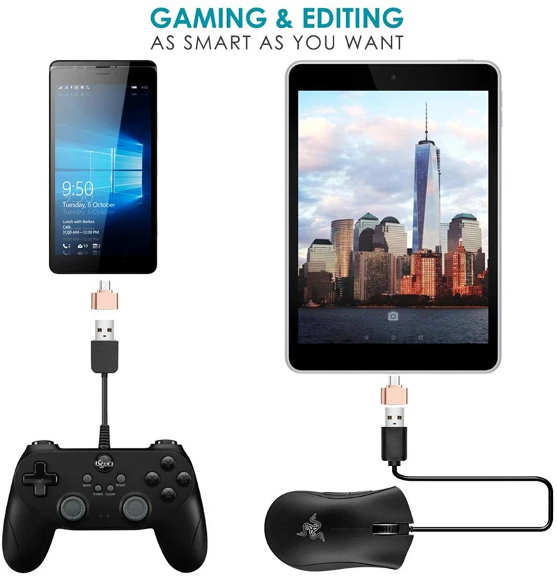 6 шт. type C к Micro Usb адаптер зарядный кабель type-c к Usb Otg кабель для samsung Galaxy S8 S9 S10 Plus Note 10 9 шнур Microusb