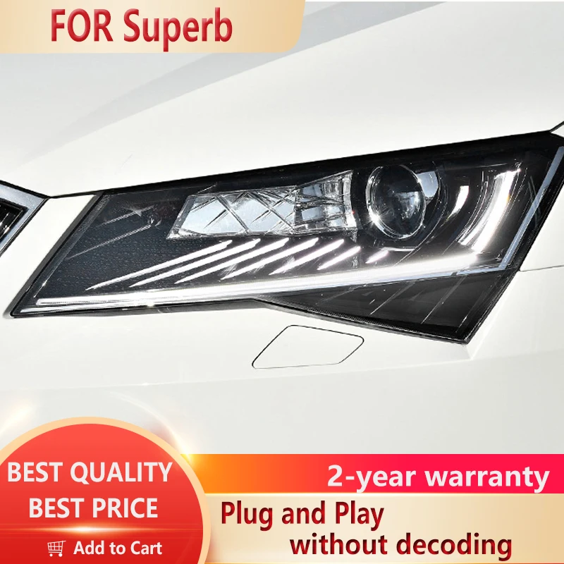 

For skoda Superb Headlights 2016 2017 2018 DRL Day Running Light LED Bi Xenon Bulb Fog Lights Car Accessory Head Lamp