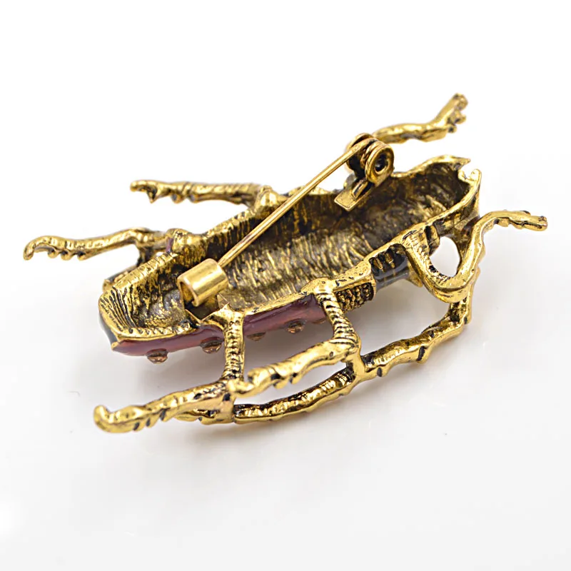 Молодой тюльпан розовый Цвет стразы броши в форме жуков для женщин милые эмаль на