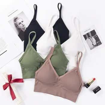 

New Seamless Wrapped Chest Small Chest French Triangle Cup bra Sling Vest Net Red Anti-scratch Tube Bra