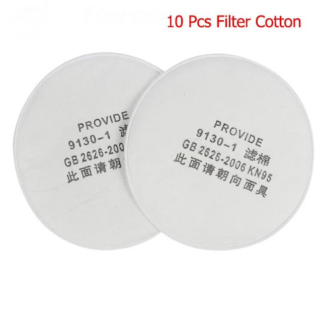 10PCS filter cotton Полулицевая противогаз с анти-противотуманные очки маска от химической Пыли дыхательный Респиратор маска для пестицидов аэрограф - Цвет: 10PCS filter cotton