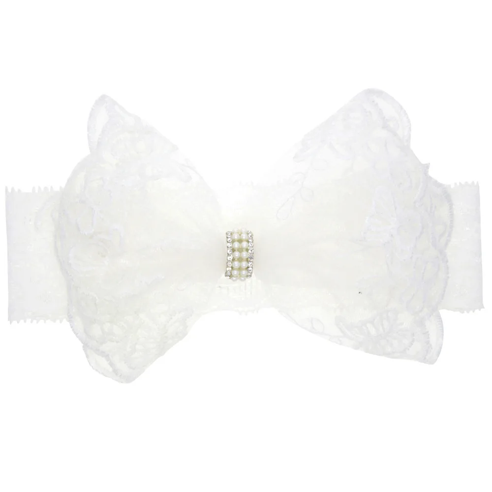 New Lace Bows with Pearl Button Kids Newborn Hair Band Infant Headdress Cute Bow Knot Headband Baby Girls Headwear Photo Props cool baby accessories