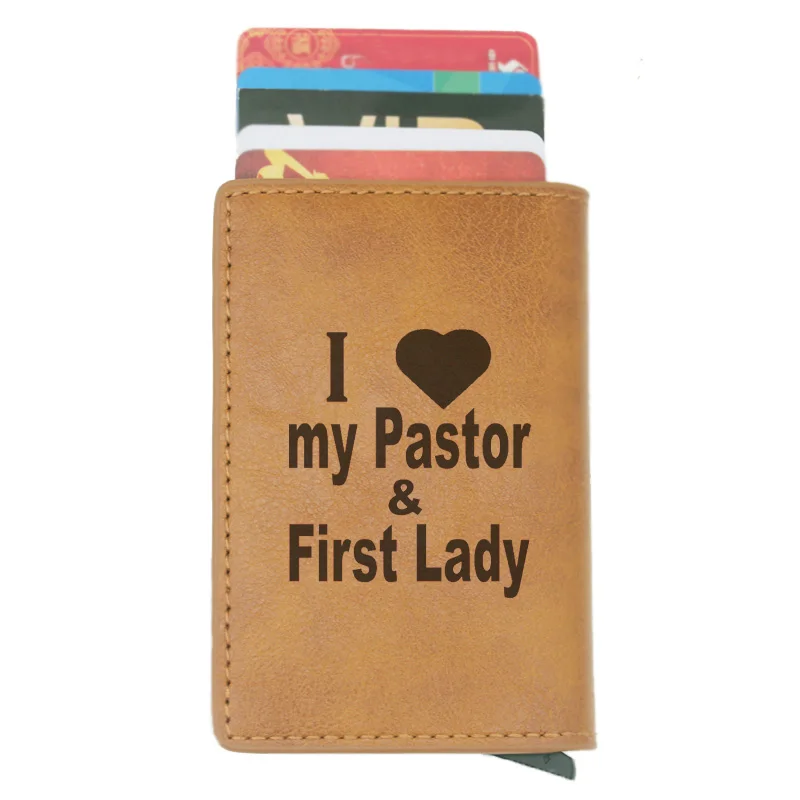 I love my pastor первая леди дизайн Rfid держатель для карт мужские женские кошельки короткий кошелек кожаные тонкие Кошельки Мини Кошелек подарки
