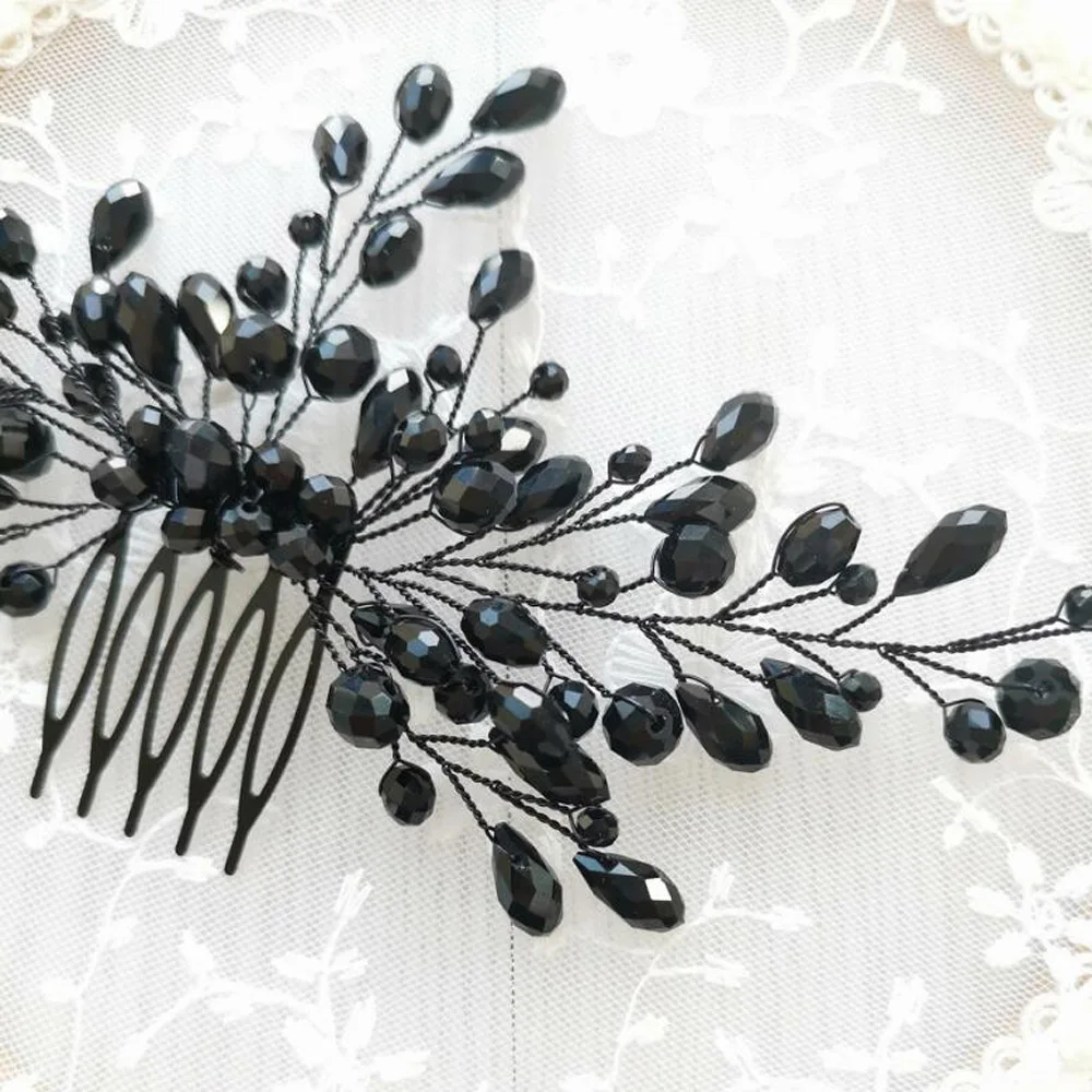 Black Crystal Women Hair Combs Bridal Hair Accessories Wedding Jewelry Bridal Head Decoration Ornament hair accessories bridal hair accessories bridal jewelry set