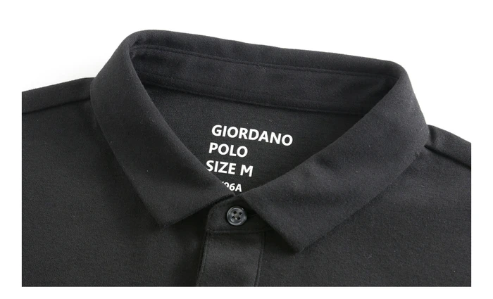 Giordano Men Polo Shirt Long Sleeve Embroidery Casual Tops For Men Cotton Polos Para Hombre Ribbed Cuffs 01019782