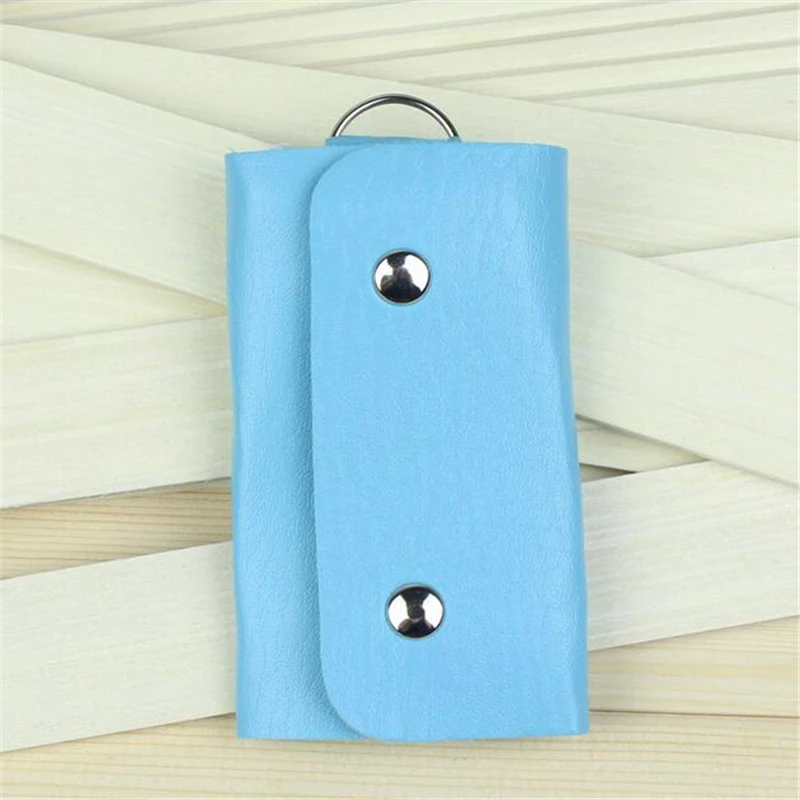 Blue Модный простой держатель для ключей из искусственной кожи, кошелек унисекс, однотонный кошелек для ключей, органайзер, сумка, автомобильный кошелек для экономки, держатель - Цвет: Blue