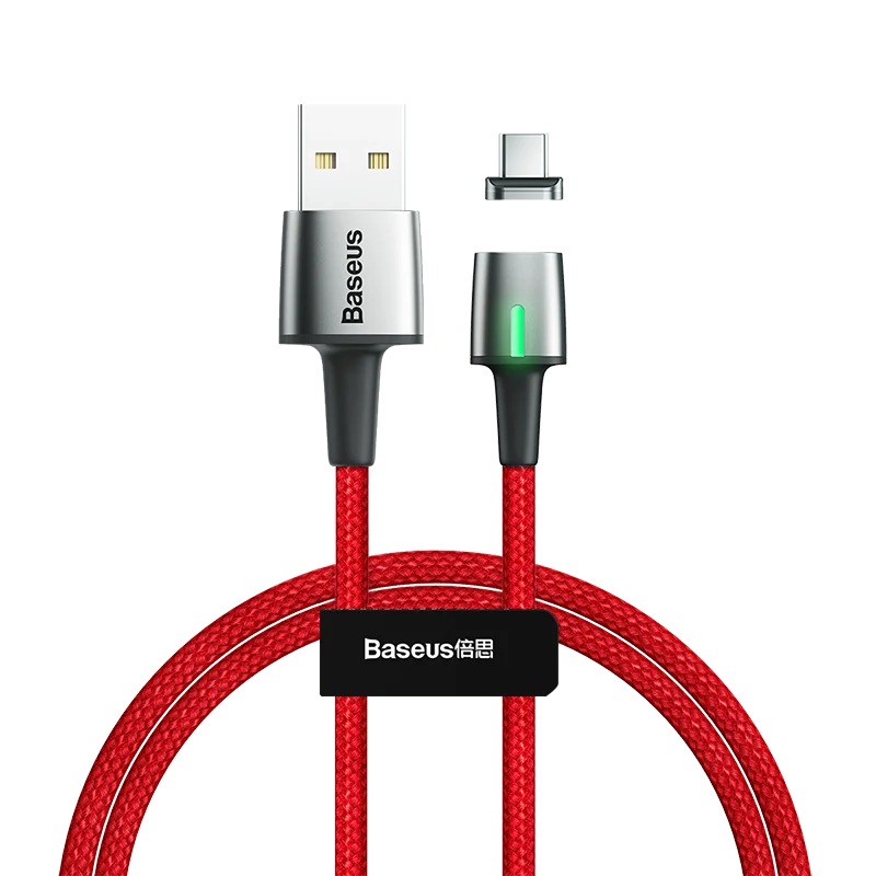 Baseus Магнитный кабель Micro USB type-C для samsung s9 iPhone Xr, магнитный usb-кабель для зарядки, адаптер для мобильного телефона, usb-кабель - Цвет: Red Type C